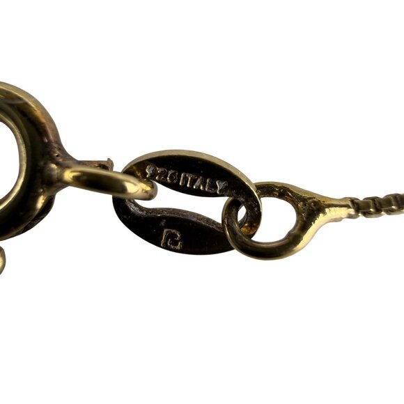 Gold Tone "P" Pendant Necklace 925 Sterling Silver Chain Round Crystal Accent - Picture 3 of 6